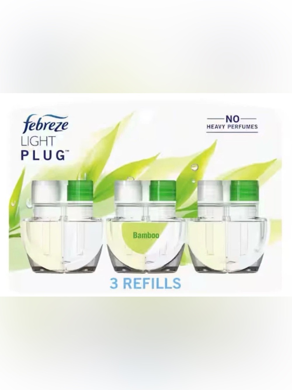 Febreze Plug In Air Freshener,Scented Oil Refill, Light Bamboo, 3 Refills